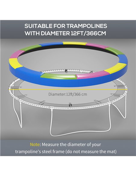 SPORTNOW 12FT Trampoline Spring Cover, Plastic Trampoline Pad Replacement with Elastic Cord, Waterproof, UV Resistant and Tear-R - pic 155034 | FastDaddyshop