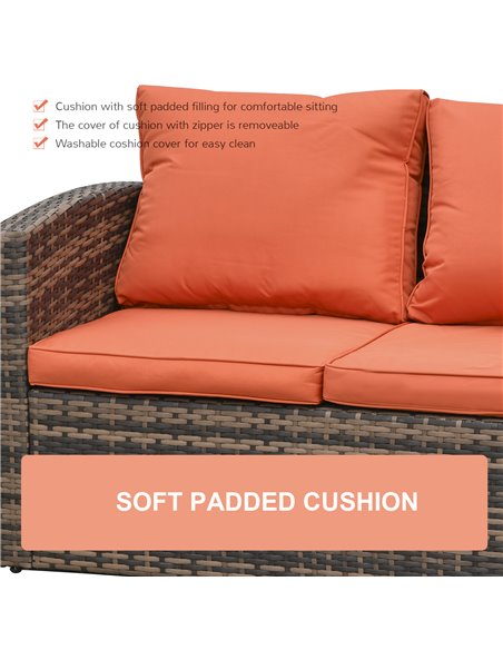 Outsunny 6 Piece Outdoor Rattan Sofa Set with Storage Table & Cushion, Mixed Brown - pic 15504 | FastDaddyshop
