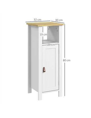 kleankin Slim Bathroom Storage Cabinet - White