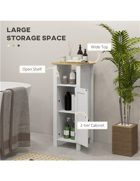 kleankin Slim Bathroom Storage Cabinet - White - pic 155061 | FastDaddyshop