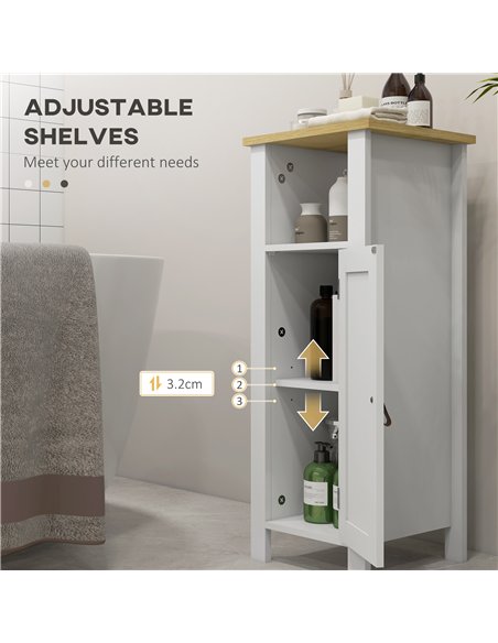 kleankin Slim Bathroom Storage Cabinet - White - pic 155062 | FastDaddyshop