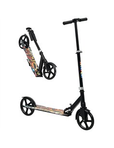 AIYAPLAY Foldable Kids Scooter with Adjustable Handlebar, 200mm Big Wheel, Rear Fender Brake, for Ages 6-12 Years, Black