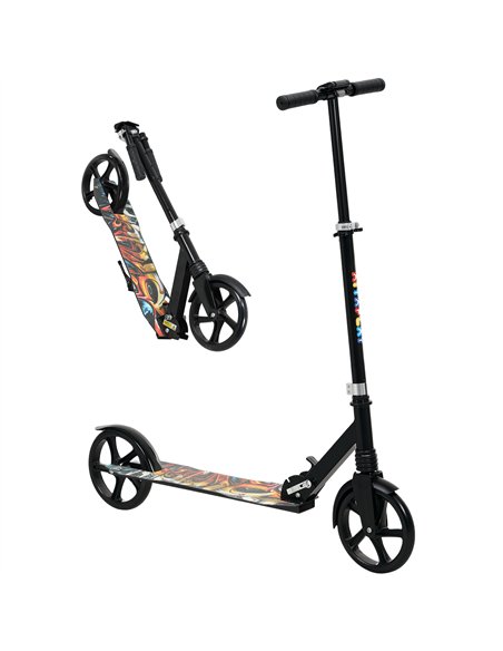 AIYAPLAY Foldable Kids Scooter with Adjustable Handlebar, 200mm Big Wheel, Rear Fender Brake, for Ages 6-12 Years, Black - pic 155067 | FastDaddyshop