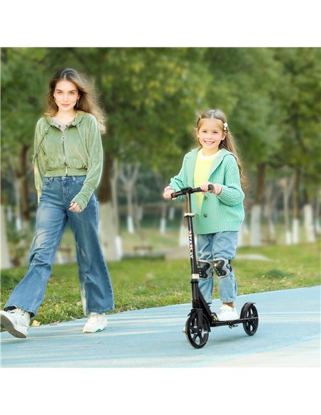 AIYAPLAY Foldable Kids Scooter with Adjustable Handlebar, 200mm Big Wheel, Rear Fender Brake, for Ages 6-12 Years, Black - pic 155068 | FastDaddyshop