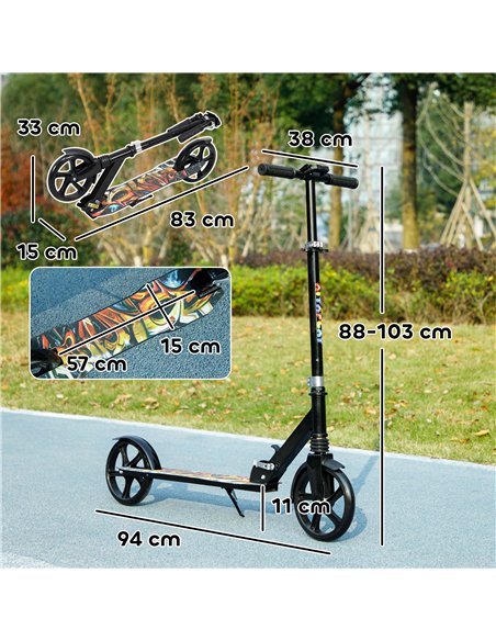 AIYAPLAY Foldable Kids Scooter with Adjustable Handlebar, 200mm Big Wheel, Rear Fender Brake, for Ages 6-12 Years, Black - pic 155069 | FastDaddyshop