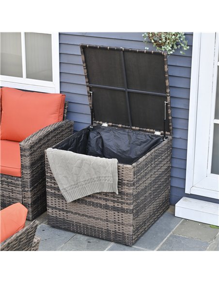 Outsunny 6 Piece Outdoor Rattan Sofa Set with Storage Table & Cushion, Mixed Brown - pic 15507 | FastDaddyshop