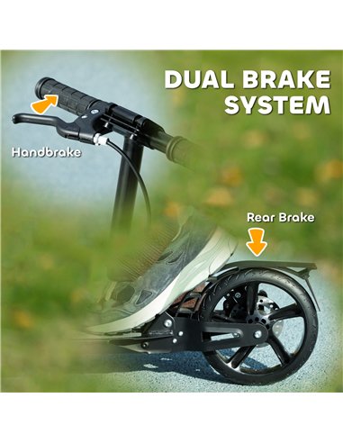 AIYAPLAY Kids Scooter with Four-Level Adjustable Handlebar, Dual Brake System, 200mm Wheels, ABEC-7 Bearings, Black
