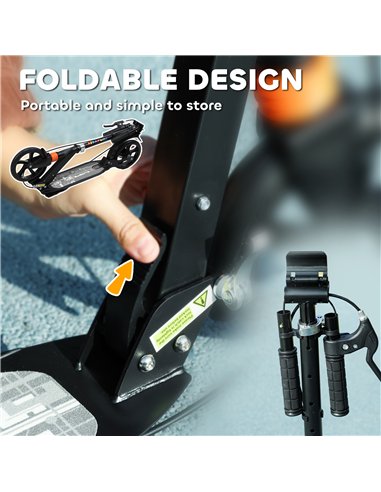 AIYAPLAY Kids Scooter with Four-Level Adjustable Handlebar, Dual Brake System, 200mm Wheels, ABEC-7 Bearings, Black
