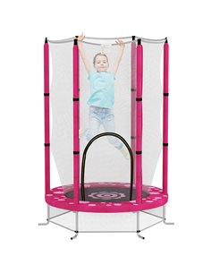 AIYAPLAY 4.6FT Toddler Trampoline w/ Safety Enclosure Net, for Indoor Outdoor Use, Ages 3-6 Years, Sun Pattern - Pink