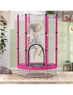 AIYAPLAY 4.6FT Toddler Trampoline w/ Safety Enclosure Net, for Indoor Outdoor Use, Ages 3-6 Years, Sun Pattern - Pink 2