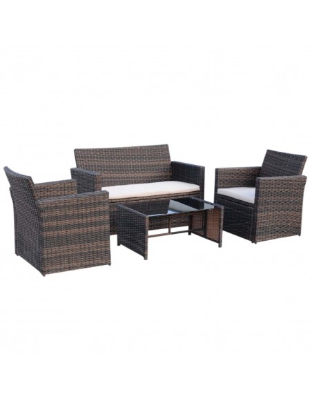 Outsunny 4 Pieces PE Rattan Garden Sofa Set with Loveseat, Armchairs and Coffee Table, Brown - pic 15511 | FastDaddyshop