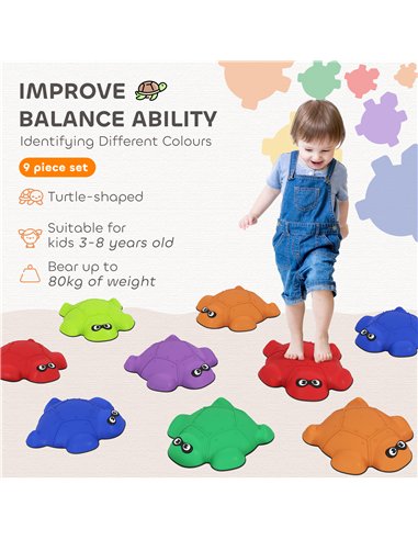 AIYAPLAY 9 PCS Balance Stepping Stones with Non-slip Edge, Indoor Outdoor Obstacle Courses for Kids Ages 3-8 Years, Multicoloure