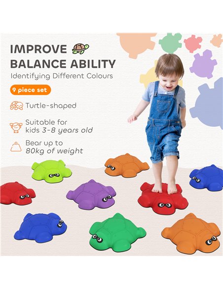 AIYAPLAY 9 PCS Balance Stepping Stones with Non-slip Edge, Indoor Outdoor Obstacle Courses for Kids Ages 3-8 Years, Multicoloure - pic 155115 | FastDaddyshop