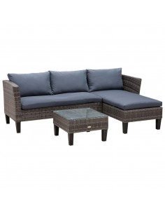 Outsunny 4-Seater PE Rattan Garden Sofa Set with 2 Seats, Coffee Table, Grey