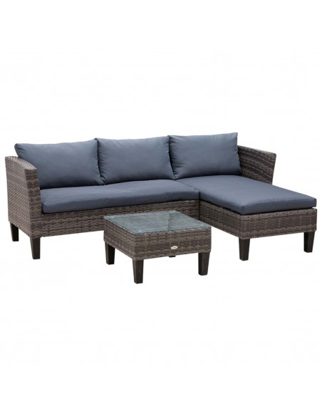 Outsunny 4-Seater PE Rattan Garden Sofa Set with 2 Seats, Coffee Table, Grey - pic 15512 | FastDaddyshop