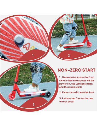AIYAPLAY Electric Scooter for Kids Ages 4-7, with Auxiliary Rear Wheels, Flashing LED Light and Electric Brake, Kids Electric Sc