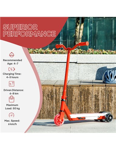 AIYAPLAY Electric Scooter for Kids Ages 4-7, with Auxiliary Rear Wheels, Flashing LED Light and Electric Brake, Kids Electric Sc