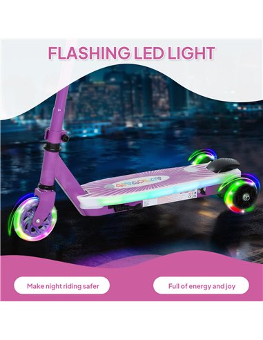 AIYAPLAY Electric Scooter for Kids Ages 4-7, with Auxiliary Rear Wheels, Flashing LED Light and Electric Brake, Kids Electric Sc