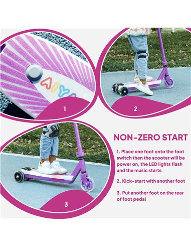 AIYAPLAY Electric Scooter for Kids Ages 4-7, with Auxiliary Rear Wheels, Flashing LED Light and Electric Brake, Kids Electric Sc