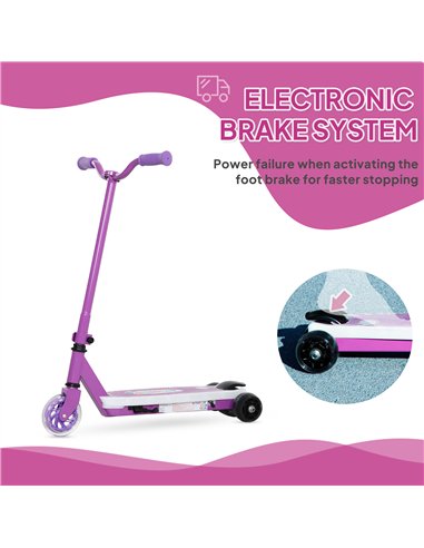 AIYAPLAY Electric Scooter for Kids Ages 4-7, with Auxiliary Rear Wheels, Flashing LED Light and Electric Brake, Kids Electric Sc
