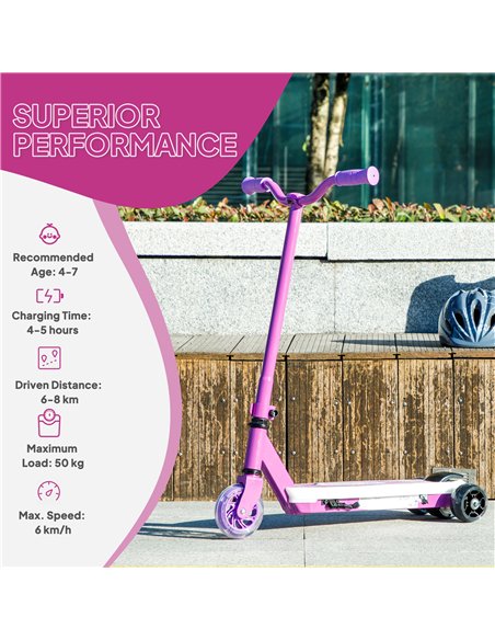 AIYAPLAY Electric Scooter for Kids Ages 4-7, with Auxiliary Rear Wheels, Flashing LED Light and Electric Brake, Kids Electric Sc - pic 155137 | FastDaddyshop