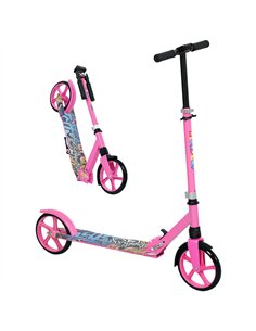 AIYAPLAY Foldable Kids Scooter with Adjustable Handlebar, 200mm Big Wheel, Rear Fender Brake, for Ages 6-12 Years, Pink