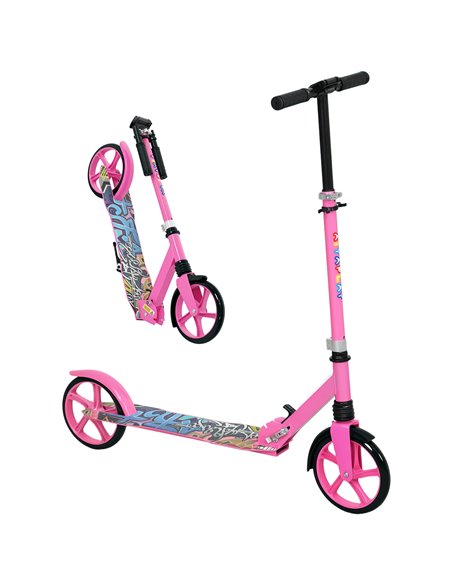 AIYAPLAY Foldable Kids Scooter with Adjustable Handlebar, 200mm Big Wheel, Rear Fender Brake, for Ages 6-12 Years, Pink - pic 155139 | FastDaddyshop