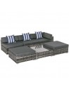 Outsunny 6 PC Rattan Sofa Coffee Table Set with Pillow Cushion, Grey