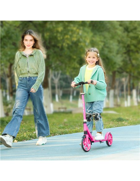 AIYAPLAY Foldable Kids Scooter with Adjustable Handlebar, 200mm Big Wheel, Rear Fender Brake, for Ages 6-12 Years, Pink - pic 155140 | FastDaddyshop
