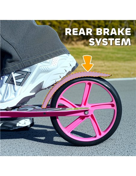 AIYAPLAY Foldable Kids Scooter with Adjustable Handlebar, 200mm Big Wheel, Rear Fender Brake, for Ages 6-12 Years, Pink - pic 155144 | FastDaddyshop