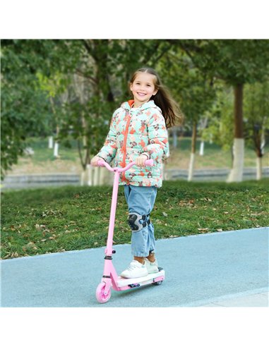 AIYAPLAY Electric Scooter for Kids Ages 4-7, with Auxiliary Rear Wheels, Flashing LED Light and Electric Brake, Kids Electric Sc