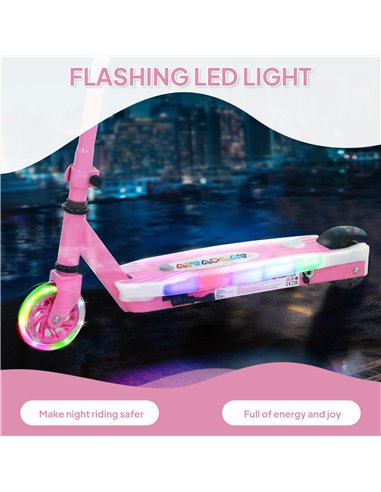 AIYAPLAY Electric Scooter for Kids Ages 4-7, with Auxiliary Rear Wheels, Flashing LED Light and Electric Brake, Kids Electric Sc