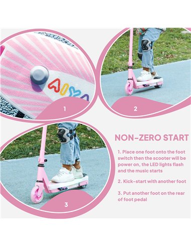 AIYAPLAY Electric Scooter for Kids Ages 4-7, with Auxiliary Rear Wheels, Flashing LED Light and Electric Brake, Kids Electric Sc