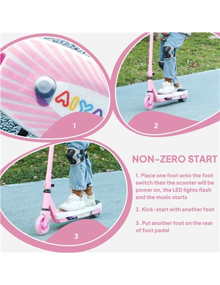 AIYAPLAY Electric Scooter for Kids Ages 4-7, with Auxiliary Rear Wheels, Flashing LED Light and Electric Brake, Kids Electric Sc - pic 155153 | FastDaddyshop