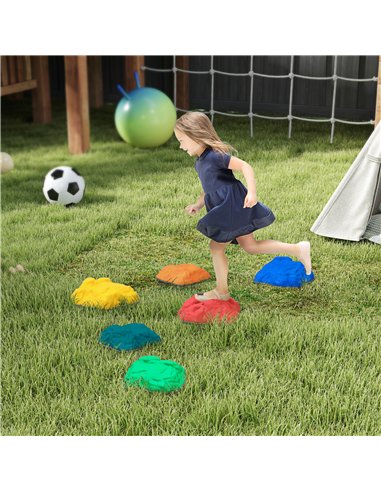 AIYAPLAY Balance Stepping Stones for Kids with Non-slip Bottom, Indoor Outdoor Obstacle Course for Ages 3-8 Years, Multicoloured