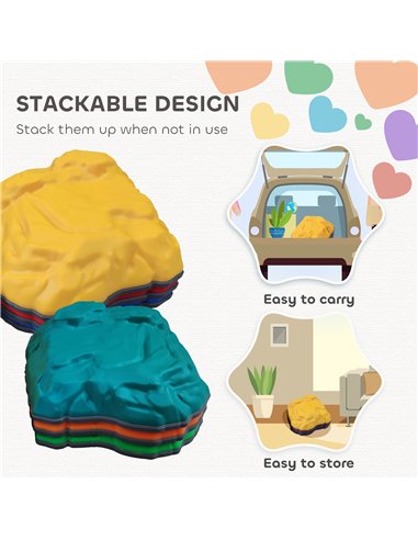AIYAPLAY Balance Stepping Stones for Kids with Non-slip Bottom, Indoor Outdoor Obstacle Course for Ages 3-8 Years, Multicoloured