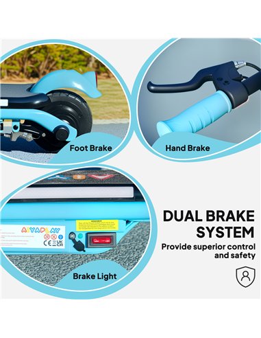 AIYAPLAY Electric Scooter for Kids Ages 6-14, with Dual Brakes, Flash Wheel and Colourful Light, Kids Electric Scooter E Scooter