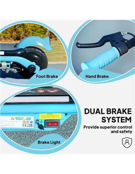 AIYAPLAY Electric Scooter for Kids Ages 6-14, with Dual Brakes, Flash Wheel and Colourful Light, Kids Electric Scooter E Scooter - pic 155170 | FastDaddyshop