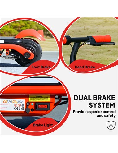 AIYAPLAY Electric Scooter for Kids Ages 6-14, with Dual Brakes, Flash Wheel and Colourful Light, Kids Electric Scooter E Scooter