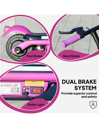 AIYAPLAY Electric Scooter for Kids Ages 6-14, with Dual Brakes, Flash Wheel and Colourful Light, Kids Electric Scooter E Scooter