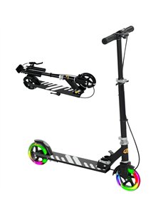 AIYAPLAY Scooter for Kids Ages 3-8 with Adjustable Handle, 2 Light up Wheels, Handbrake & Rear Brake for Girls and Boys, Black