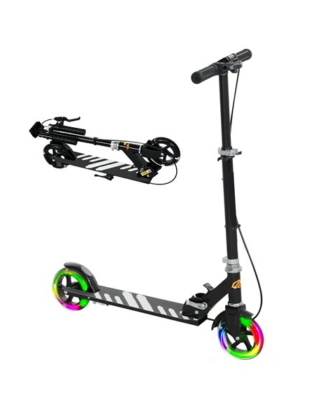 AIYAPLAY Scooter for Kids Ages 3-8 with Adjustable Handle, 2 Light up Wheels, Handbrake & Rear Brake for Girls and Boys, Black - pic 155202 | FastDaddyshop