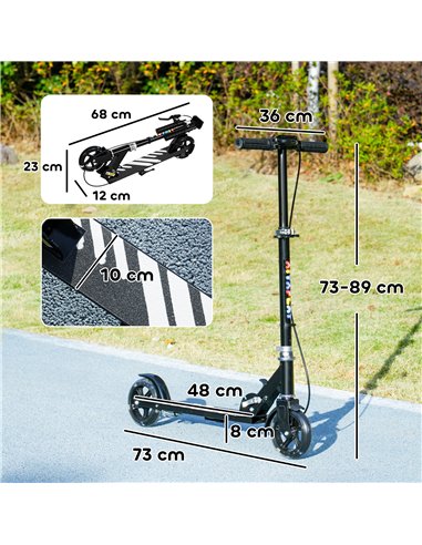 AIYAPLAY Scooter for Kids Ages 3-8 with Adjustable Handle, 2 Light up Wheels, Handbrake & Rear Brake for Girls and Boys, Black
