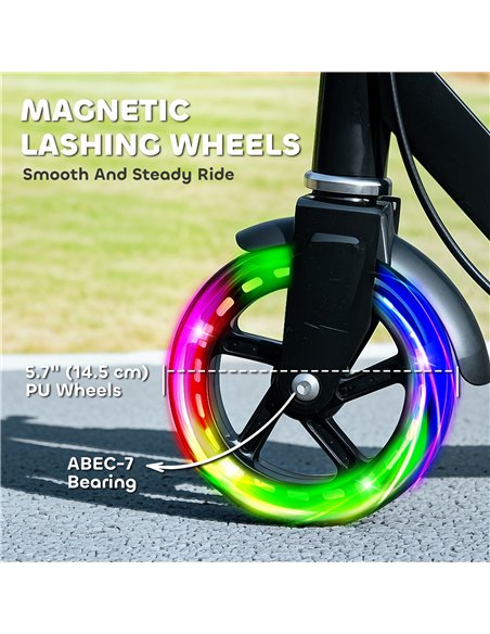 AIYAPLAY Scooter for Kids Ages 3-8 with Adjustable Handle, 2 Light up Wheels, Handbrake & Rear Brake for Girls and Boys, Black - pic 155206 | FastDaddyshop