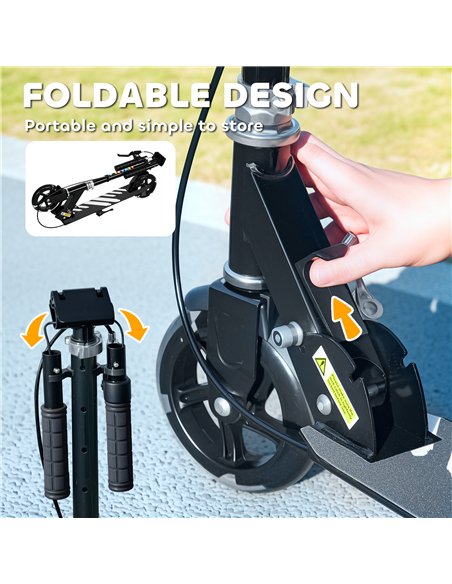 AIYAPLAY Scooter for Kids Ages 3-8 with Adjustable Handle, 2 Light up Wheels, Handbrake & Rear Brake for Girls and Boys, Black - pic 155208 | FastDaddyshop