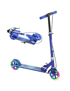 AIYAPLAY Scooter for Kids Ages 3-8 with Adjustable Handle, 2 Light up Wheels, Handbrake & Rear Brake for Girls and Boys, Blue