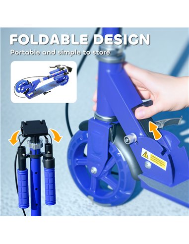 AIYAPLAY Scooter for Kids Ages 3-8 with Adjustable Handle, 2 Light up Wheels, Handbrake & Rear Brake for Girls and Boys, Blue