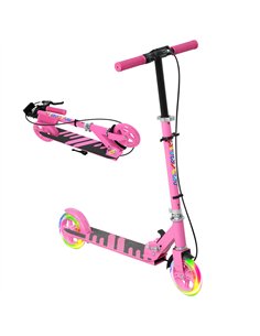 AIYAPLAY Scooter for Kids Ages 3-8 with Adjustable Handle, 2 Light up Wheels, Handbrake & Rear Brake for Girls and Boys, Pink