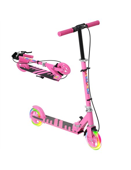 AIYAPLAY Scooter for Kids Ages 3-8 with Adjustable Handle, 2 Light up Wheels, Handbrake & Rear Brake for Girls and Boys, Pink - pic 155220 | FastDaddyshop