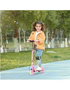 AIYAPLAY Scooter for Kids Ages 3-8 with Adjustable Handle, 2 Light up Wheels, Handbrake & Rear Brake for Girls and Boys, Pink 2